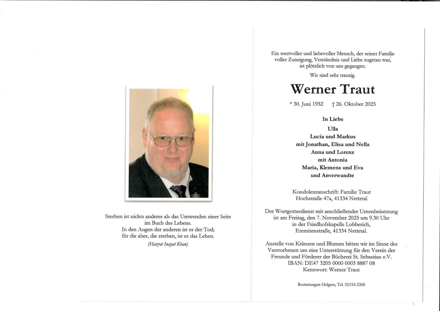 Todesanzeige Werner Traut (c) privat